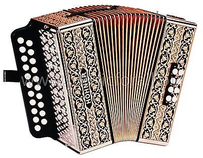 NEW Hohner 2815 GC Pokerwork Button Accordion Accordian, Case, Straps 