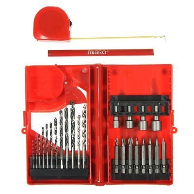 Mibro 24pc Drill Bit Set High Speed Masonry Screwdriver Tool Home Tape 