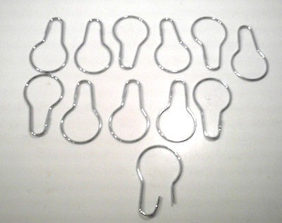 LOT OF 12 CHROME SHOWER CURTAIN HOOKS/RINGS****