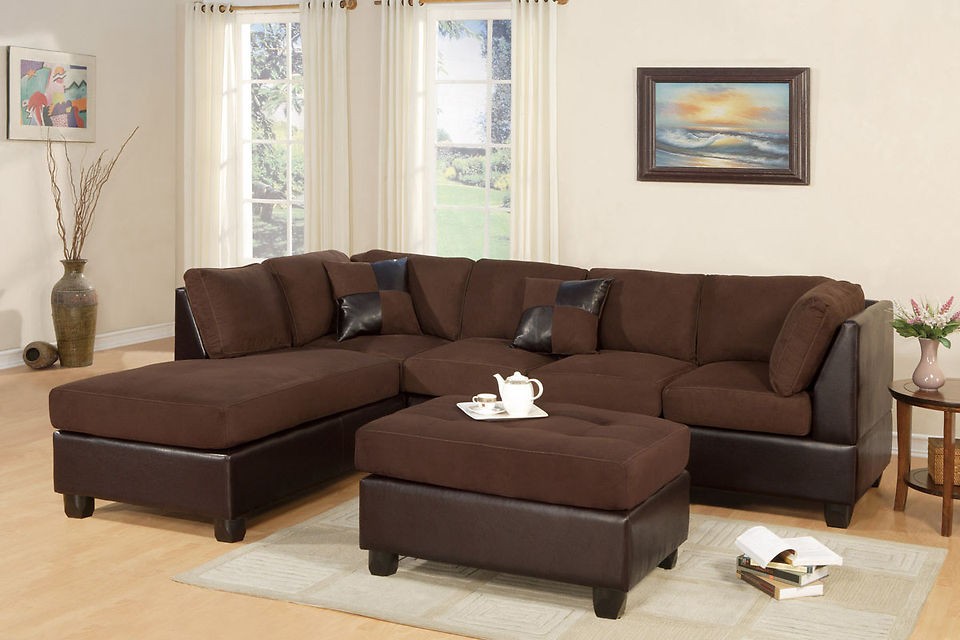   Sectional Sectionals Microfiber Sofa and FREE Ottoman Chaise