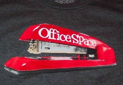 OFFICE SPACE Movie RED STAPLER T Shirt MEDIUM NEW