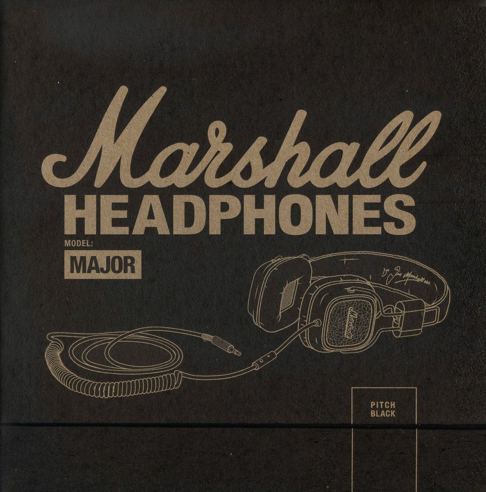 Marshall Major Pitch Black With Microphone On Ear Pro Stereo Headphone