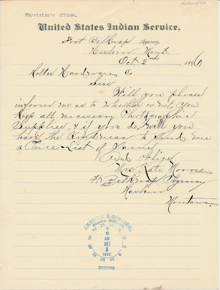 1896 Original 19th century Helena Montana Indian Agency Letter signed 