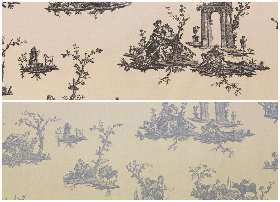 100% COTTON TOILE DE JOUY LINEN MUSLIN CANVAS FRENCH SCENE PRINT CLOTH 