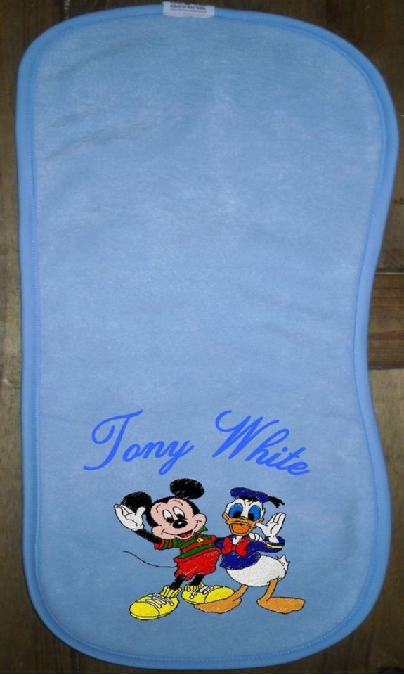 Boys personalised and embroidered blue burping cloth with name and 