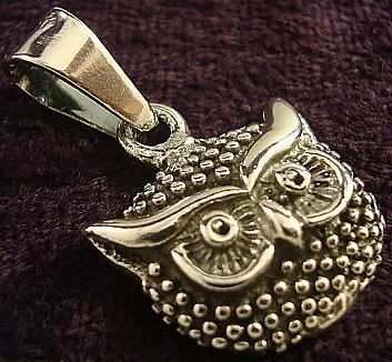 VINTAGE DESIGN MOLINA TAXCO MEXICAN STERLING SILVER OWL PENDANT MEXICO