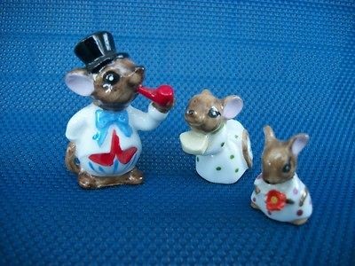   NAPCOWARE BONE CHINA MICE FIGURINES, Papa, Momma, and Baby~CUTE