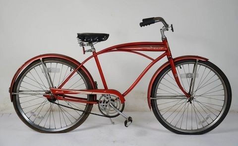 Circa 1960s Murray Missile bicycle in red with red chrome covered 