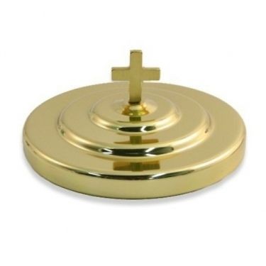 Polished Brass Tone Communion Bread Plate Cover 6 3/4   Brasstone 