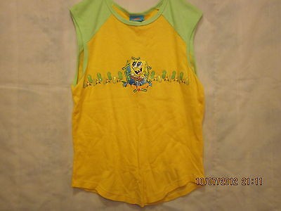   shirt Jr sz M Bright yellow w/lt green tank cap sleeves w graphics