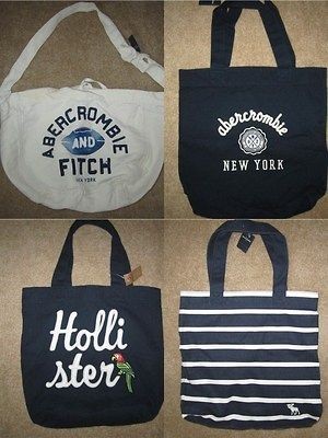   Abercrombie or Hollister Canvas Totes Messenger Bag Navy Cream Womens