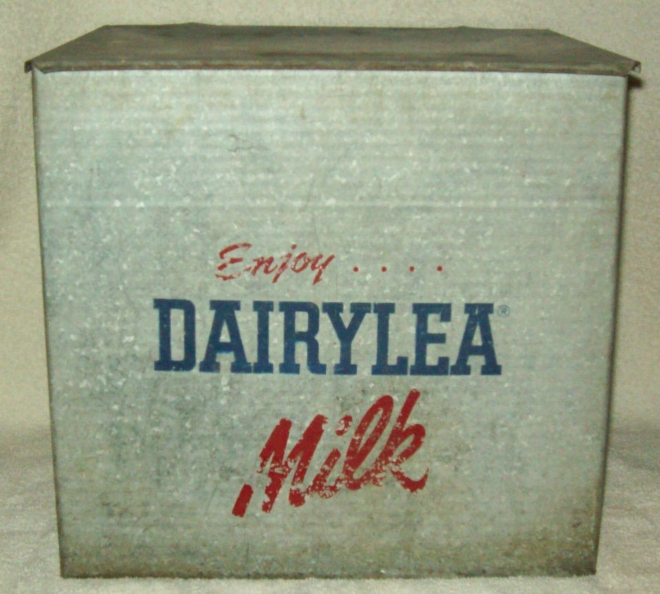   Vintage Porch Milk Box Milkbox Galvanized Metal Enjoy Dairylea Milk