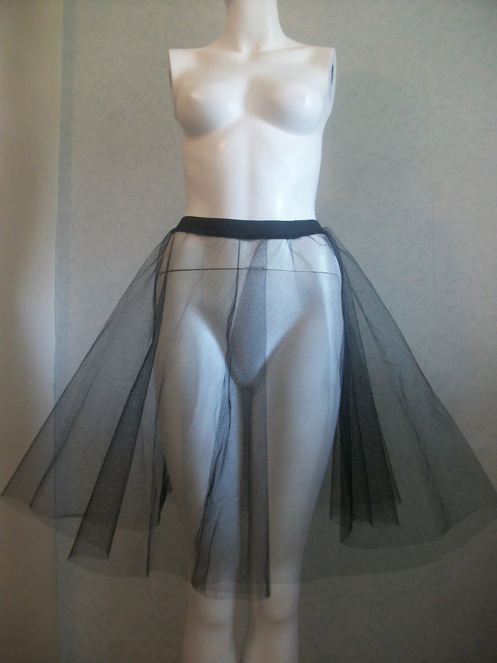 1950s1960s ROCK AND ROLL JIVE WHITE / BLACK STIFF NETTING SKIRT 