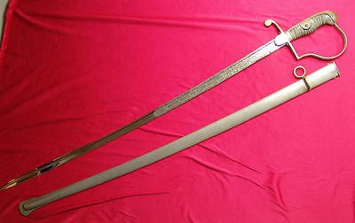 German Prussian Regimental Etched Blade Artillery Sword Sabre