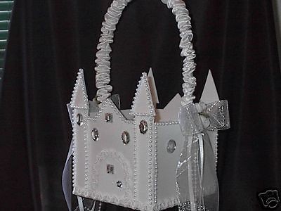 Ivory CINDERELLA CASTLE Flower Girl Basket, Custom Made With Your 