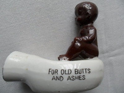 Vintage BLACK AMERICANA ASHTRAY  Baby on Bedpan     Toilet