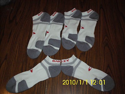  OAKLEY SOCKS NO SHOW 3 PAIR GRAY/WHITE ATHLETIC MADE IN 