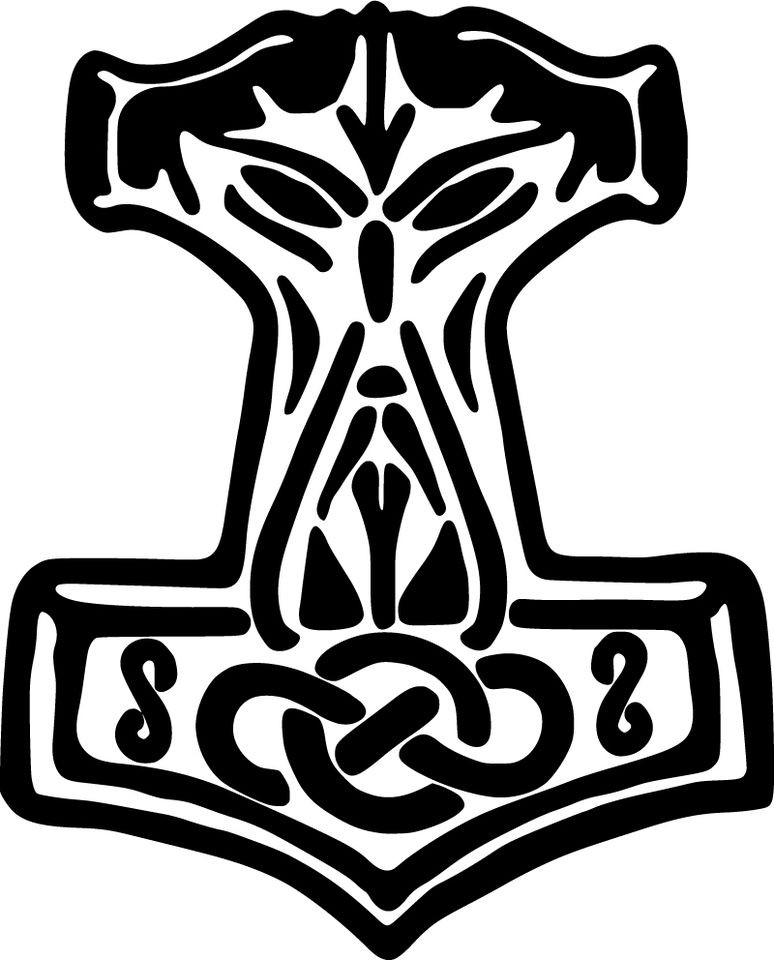 Thors Hammer Mjolnir Vinyl Sticker Decal Norse Viking   Choose Size 