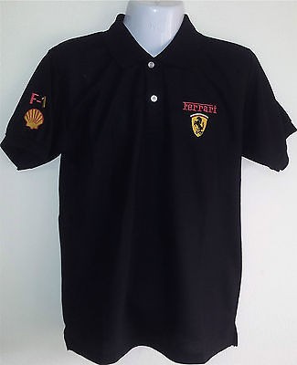 FERRARI BLACK POLO CREW SHIRT Size XL,   NEW FAST/CHEAP SHIPPING