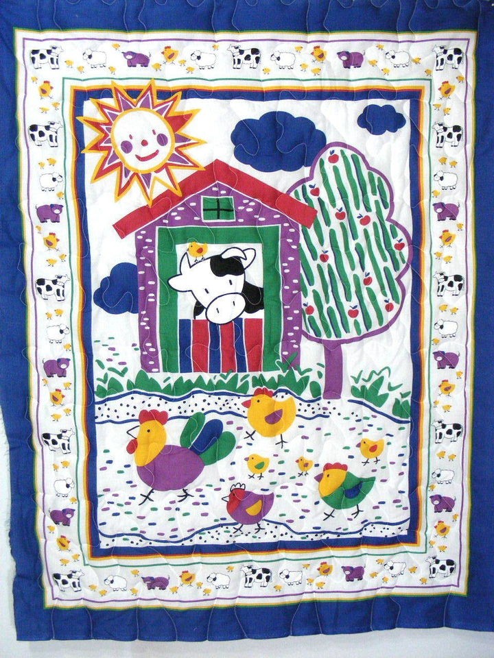 Barnyard Animals Baby Quilt New Homemade Cotton Baby Nursery Shower 