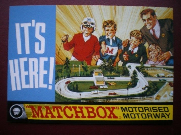 POSTCARD ADVERT R OPIE ITS HERE MATCHBOX MOTORISED MOTORWAY