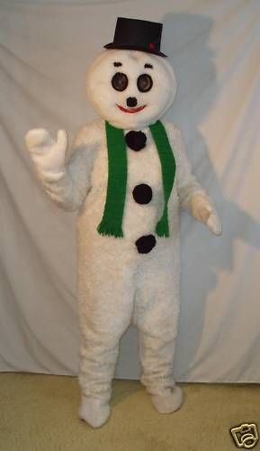 adult size snowman costume with hat scarf mascot