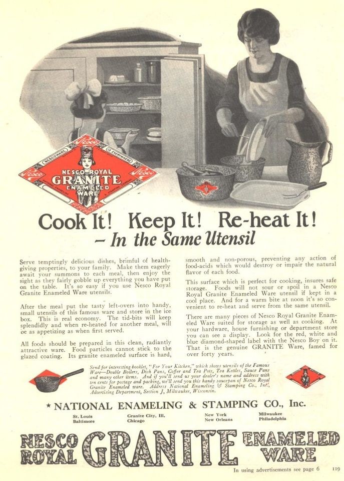 1923 ad f granite enameled ware nesco 