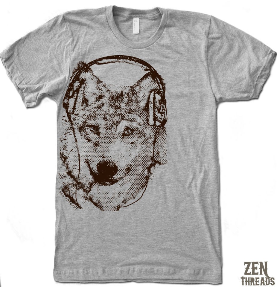 mens wolf headphones american apparel t shirt tee s 2xl