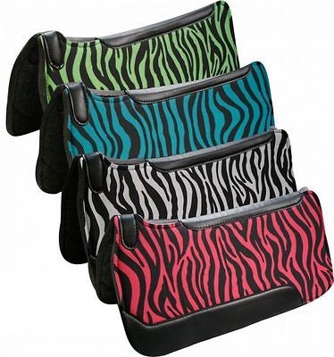 new showman 30 x 32 zebra design saddle pad pink