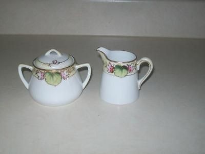 nippon hand painted creamer sugar and lid 