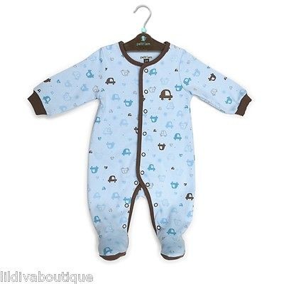   BOUTIQUE PETIT LEM BLUE BROWN CARS SLEEPER ONE PIECE 3 6 9 M 