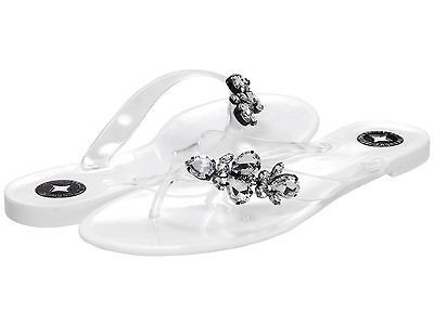 BCBG GENERATION DARCI THONG SANDAL CLEAR TRANSCLUCENT JELLY WOMEN SHOE 