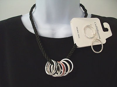   & BARROW BLACK RED WHITE ENAMEL CIRCLE NECKLACE & EARRING SET NWT