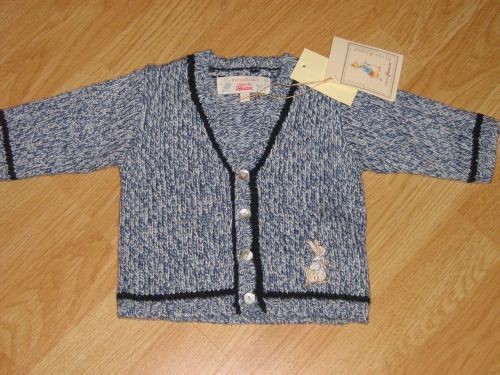 peter pabbit plaine blue tweed cardigan age 3 months location