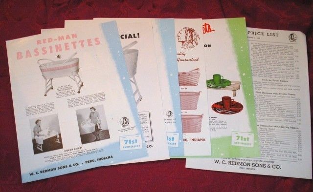 1955 lot of red man dealer brochures baskets bassinette time