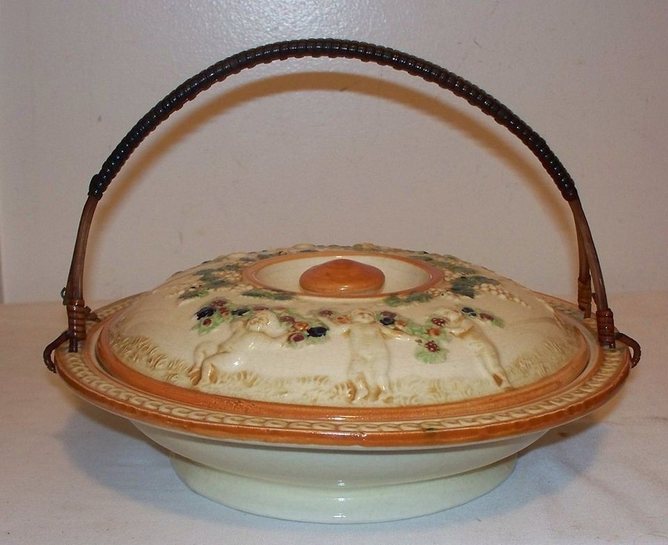 Vintage Maruhon Ware Handpainted Japan Majolica Covered Casserole w 