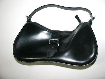 Vintage Pollini Milano Italy Original Black Bag Vitello Pettinato