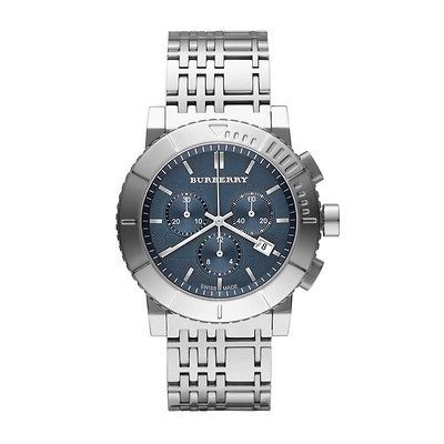 BURBERRY MENS STAINLESS STEEL BLUE DIAL CHRONO / CALENDAR WATCH BU2308