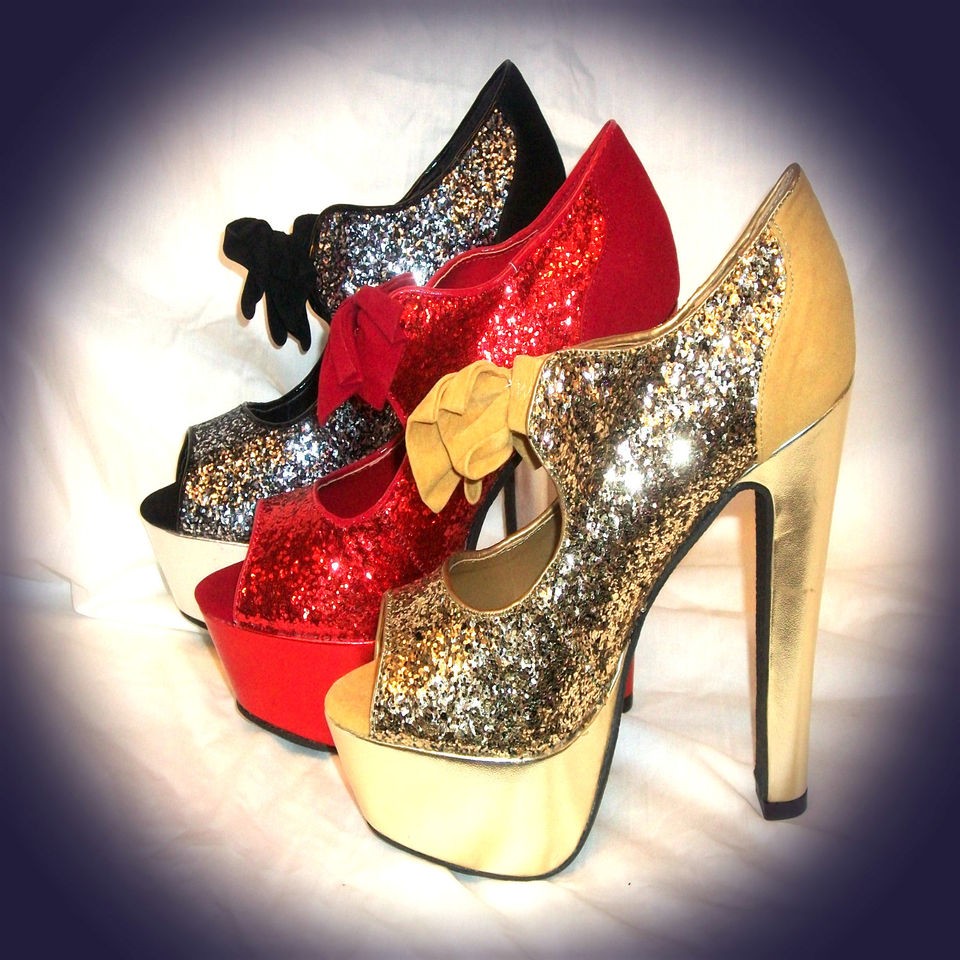 new wild rose 5 3 4 open toe glitter platforms