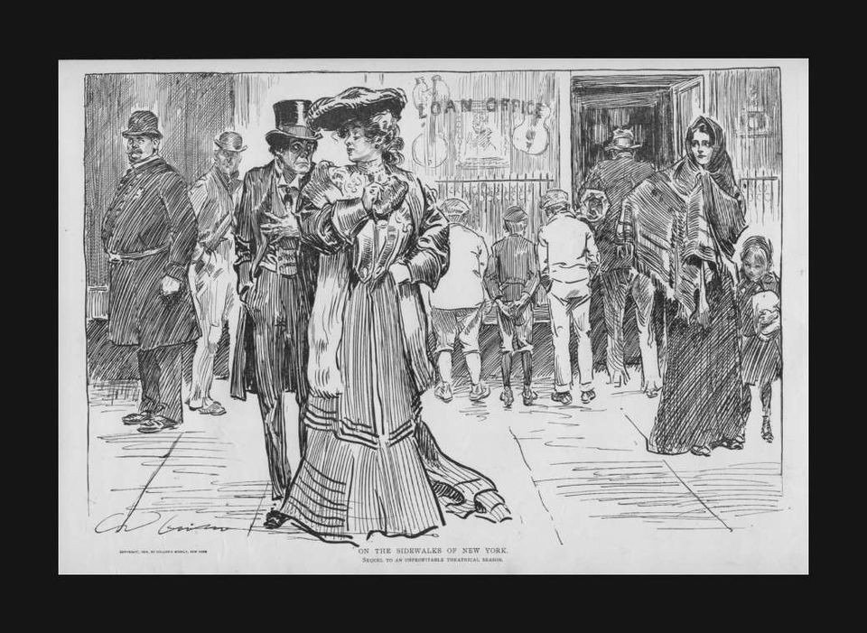 New York Pawn Shop, Charles Dana Gibson, antique print, 1904