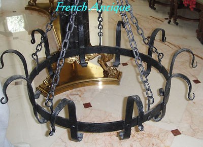   HAND FORGED WROUGHT IRON GORGEOUS POT PAN UTINSEL HOLDER FLOWERS