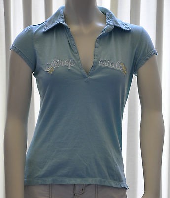 Womens Blue Polo Shirt Top AEROPOSTALE Size Medium M Preowned