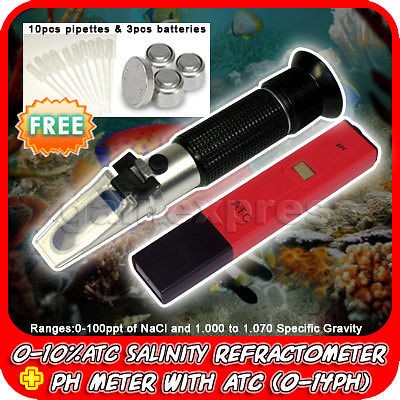 salinity refractometer ph meter tester aquarium atc from hong kong