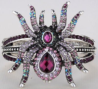 Purple crystal spider bracelet 1;matching ring,pin & pendant available