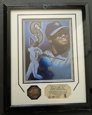 KEN GRIFFEY JR Framed Chromium Lithograph 16x13 Photo Highland Mint 