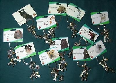 DOG BREED CHARM KEYCHAIN POODLE, MALTESE, BULLDOG, DOBERMAN 