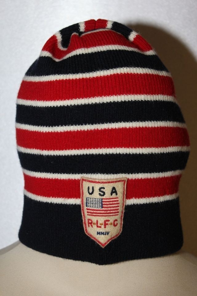 NWT POLO RALPH LAUREN RUGBY BEANIE 100% LAMBS WOOL MENS HAT CAP SIZE 