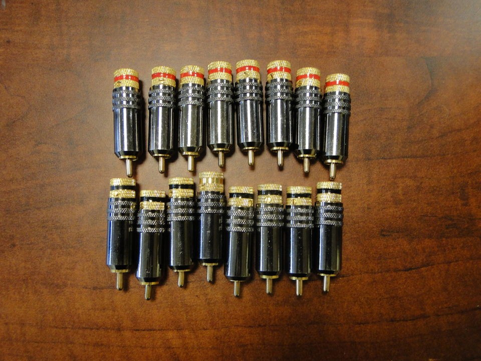 16 rca speaker plugs black gold chrome 