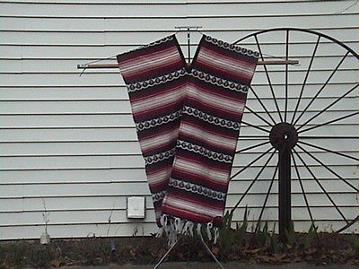 SALE WARM CLINT EASTWOOD STYLE WESTERN INDIAN WRAP BLANKET MAROON 