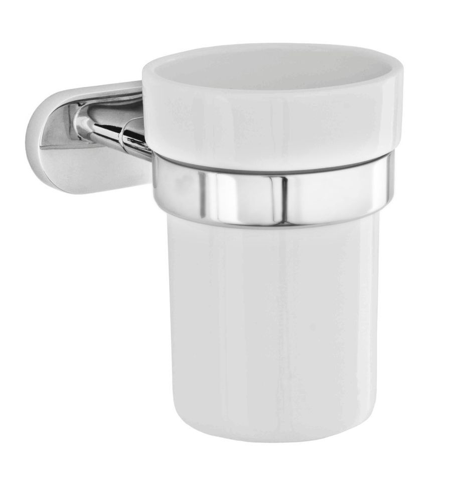 Roper Rhodes Identity White Ceramic Toothbrush Tumbler & Chrome Finish 